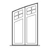 4-Lite over single lite double doors with angled top
Panel- none
Glazing- SDL