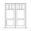 4-lite over single panel plank double doors
Panel- v-groove
Glazing- IG