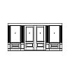Single lite with shelf over single panel double doors with single lite over panel sidelites
Panel- Raised
Glazing- IG