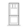3-lite over 2 panel plank door
Panel- V-groove
Glazing- IG