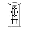 Single lite over single planked panel segment top door
Panel- V-groove
Glazing- IG segment top
