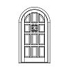 11-Panel half-round top door with speakeasy with grille
Panel- Raised
Glazing- None