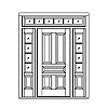 5-Panel door with 4-Lite over single panel sidelites and 6-Lite transom
Panel- Raised
Glazing- SDL