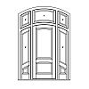2-Panel segment top door with single lite over single panel segment top sidelites and 3-Lite 3-part segment top transom
Panel- Raised
Glazing- IG