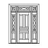 5-Panel door with single lite over single panel sidelites and 3-Lite 3-part transom
Panel- Raised
Glazing- IG decorative