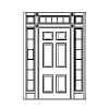 6-panel single door with 6-Lite sidelites and 3-part 7-Lite transom
Panel- Raised
Glazing- IG