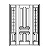 5-Panel door with 16-Lite over single panel sidelites
Panel- Raised
Glazing- SDL