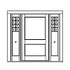 2-Panel door with 8-Lite over single Lite sidelites
Panel- Flat
Glazing- SDL
